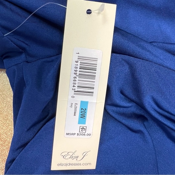 Eliza J Women's Blue Gown Style Social Knit Long Sleeve Vneck Dress Size 20W - Picture 9 of 11